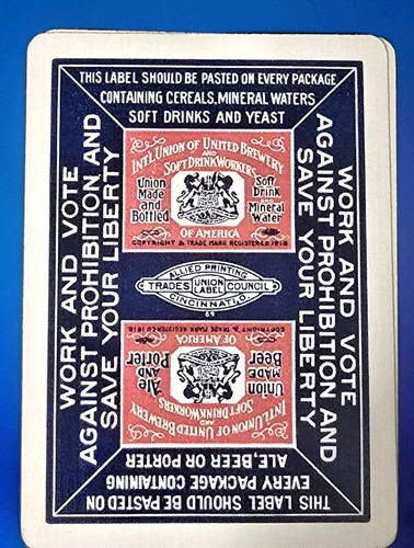 Rare And Historic Antique Intern'l Union Of United Brewery Playing Cards 1918