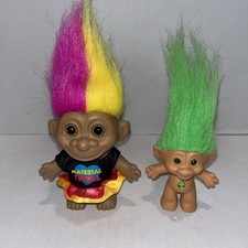 Material Troll Doll Pink Yellow Hair  Green Hair Troll Figure Lot
