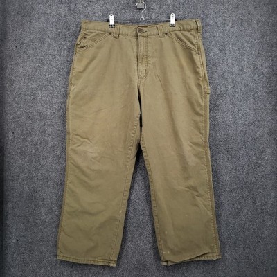 CE Schmidt Carpenter Pants Mens 40x30 Green Straight Flannel Lined Canvas Work