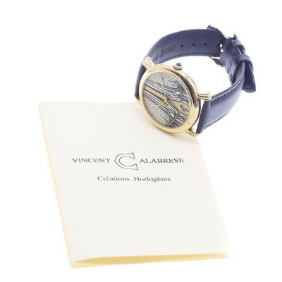 Vincent Calabrese 34mm SS Gold / Beige Dial Quartz Watch #C16048