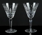 Vintage Waterford Crystal Glenmore Claret Wine Glass Pair - 6 1/2"