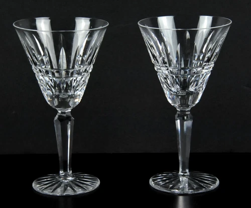 Vintage Waterford Crystal Glenmore Claret Wine Glass Pair - 6 1/2"