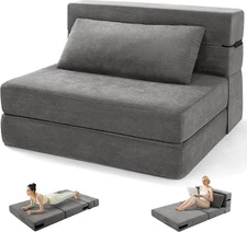 Folding Futon Sofa Bed, Convertible Foldable Chair Bed Comfy Foldable Mattress