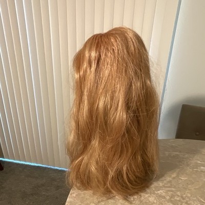 Long Strawberry Blonde Wavy Wig Hairpiece, Strawberry Blond Shade Synthetic Wig