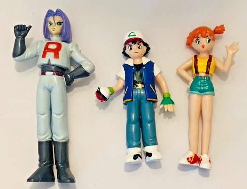 1998 POKEMON TOMY FIGURE  LOT W/ ASH, MISTY & JAMES TEAM ROCKET VINTAGE SET