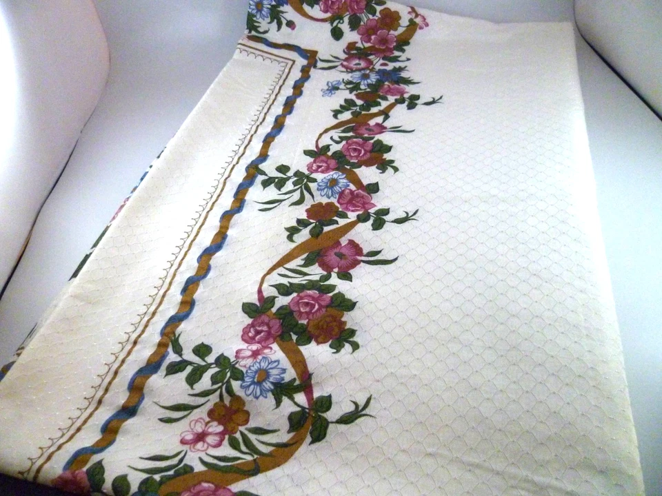 Wilton Court Tablecloth Spring Easter Eggs Floral Garden White Blue Pinks 62X100 - Image 4 of 4