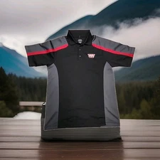 Warn Industries Logo Black Lightweight Polo Shirt Mens Medium