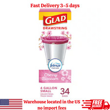 Glad OdorShield Small Drawstring Trash Bags, 4 Gallon Trash Bag 34 Count