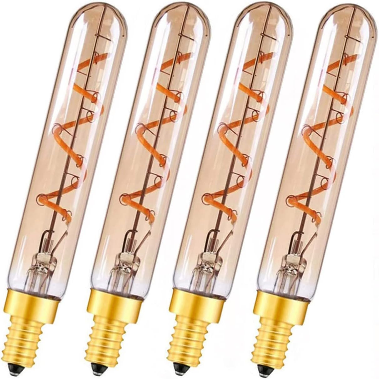 4 Pack T20(T6) Vintage LED Spiral Filament Bulb, Dimmable E1