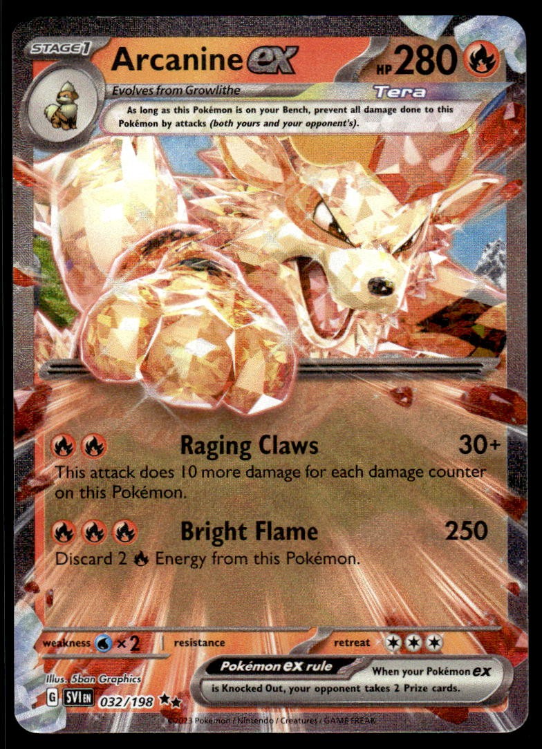 Pokemon TCG SV01: Scarlet & Violet Base Set #032/198 Arcanine ex NM