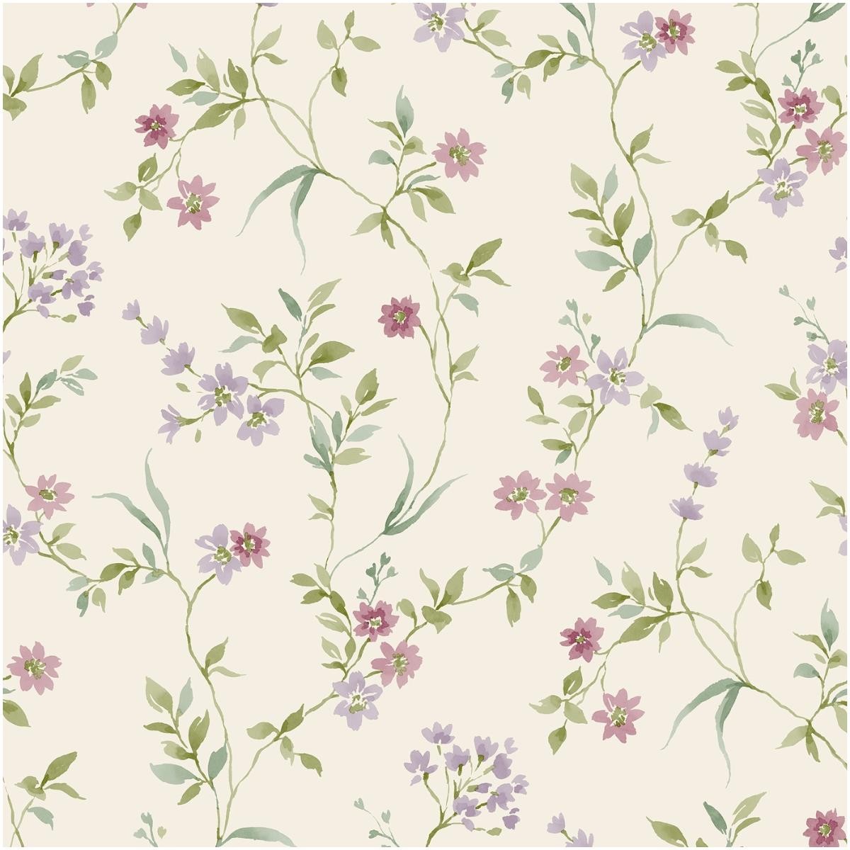 Floral Vinyl Textured Off White Wallpaper Botanical Lilac Trail Paste The Wall