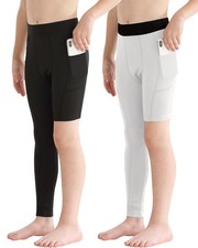 Youth Boys One Leg Compression Pants for Basketball Long Leggings Sports Tigh...