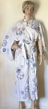 Vintage Traditional Japanese Yukata  Obi Lightweight-White w/Floral Size Small