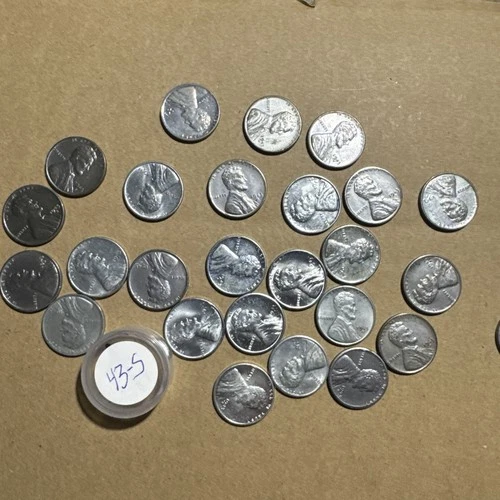 1943 S Half Tube Of Steel Lincoln Wheat Cents In AU To Lightly Circulated