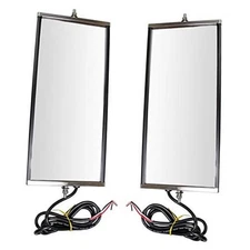  West Coast Mirror Signal Heated 16x7 Stainless Steel Pair Compatible MRA09030