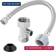 Bidet T Adapter, Metal T Valve for Bidet 7/8"x7/8"x3/8" with 12 Inch Flexi