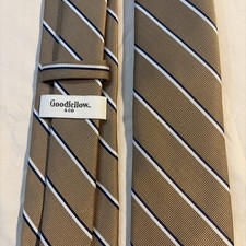 Goodfellow Co Men s Tie in Brown With Blue White Pinstripes