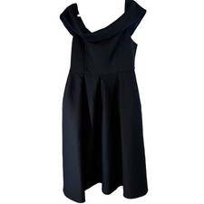 NWT True Violet Folded Bardot Prom Midi Dress Navy Blue UK 22 / US 18