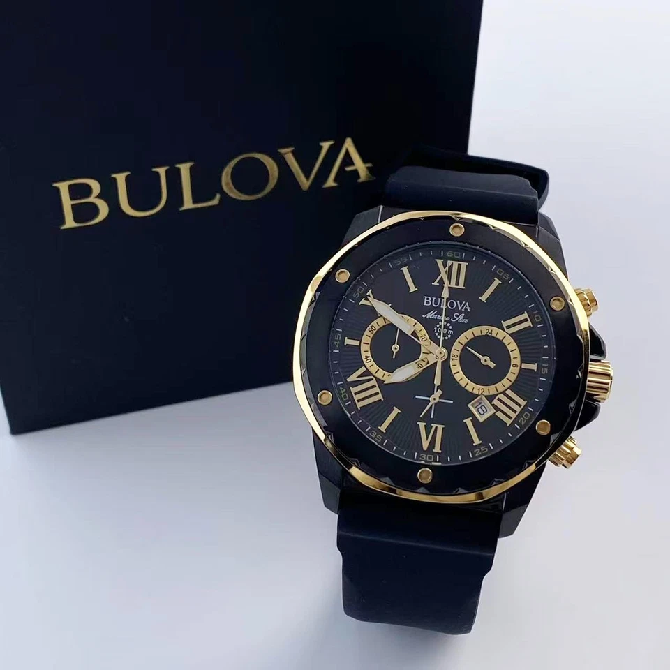 Bulova Marine Star 98B278 44mm Black Dial Men's Chronograph Quartz Watch - Image 2 of 4