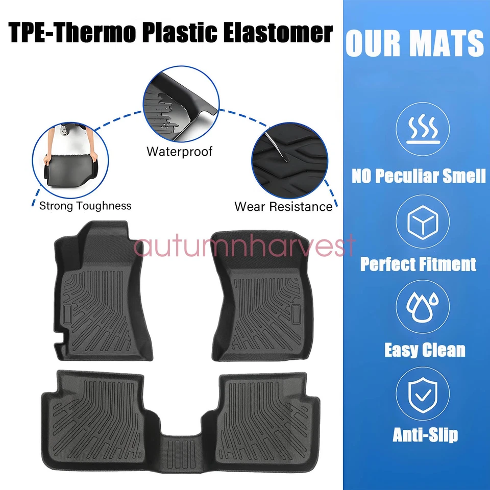 Floor Mats Liners TPE For 2009-2013 Subaru Forester 3D Model All-Weather Black - Imagem 3 de 4