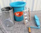 Vintage Husky Dolly Madison Ice Cream Freezer Hand Crank Blue Fiber glass USA
