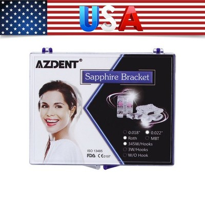 Dental Orthodontic Sapphire Bracket +8pc Buccal Tube Mini Roth MBT.022 345 Hook