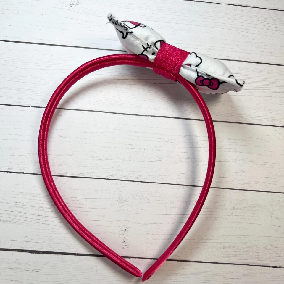 Small white pink Puffy Hello Kitty Hairbow with clip and headband - HAIR001 - Image 2 of 4