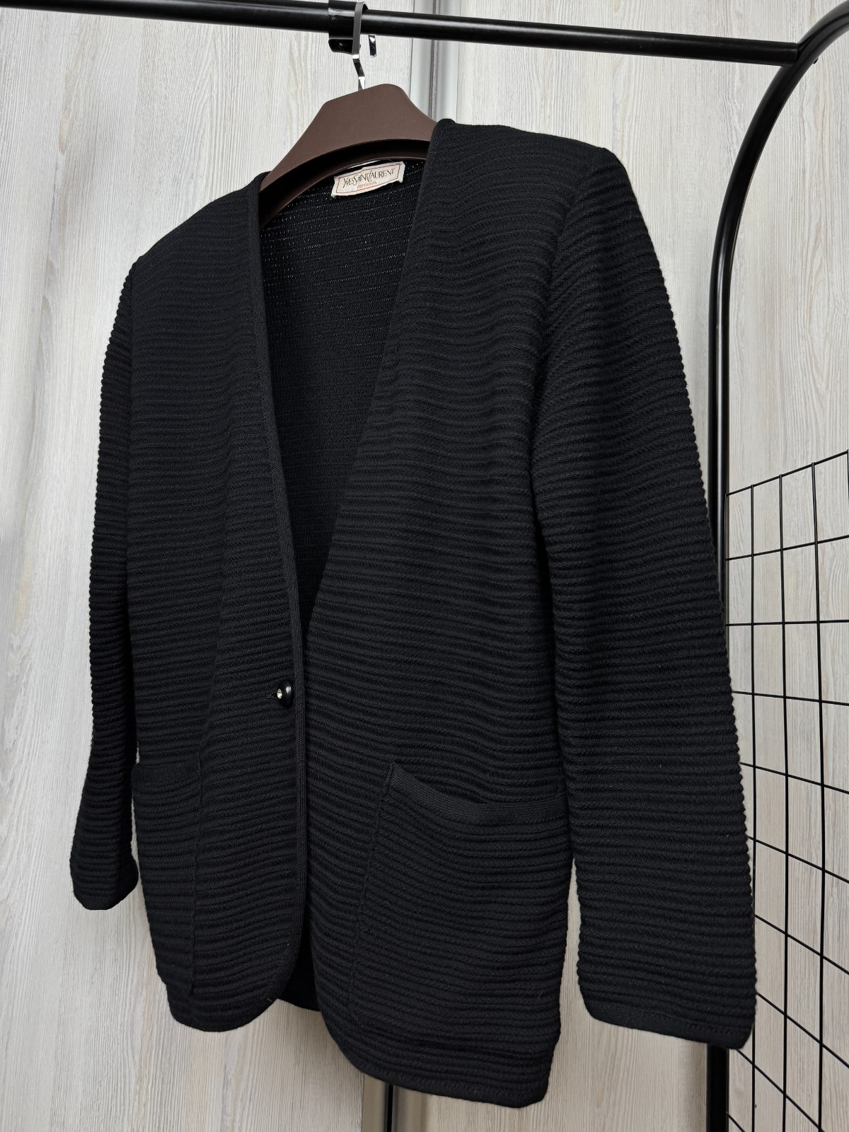 Cardigan Yves Saint Laurent Variation vintage anni 80 lana nero