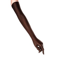 Womens 22 " Finger Mittens Over Elbow Long Black /White Evening Gloves Brown