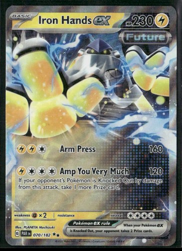 Iron Hands ex #70/182 Paradox Rift 2023 Double Rare Holo NM/LP Pokemon TCG