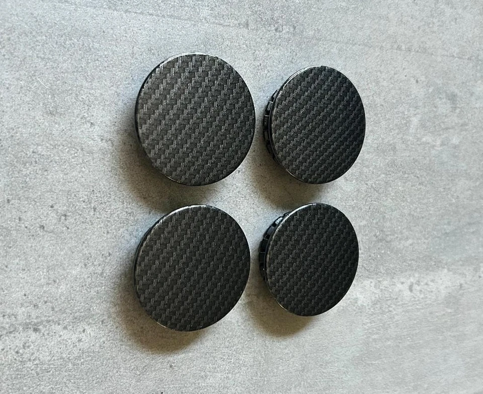 Juego de tapacubos centrales de rueda de fibra de carbono negro Chevy Buick #9594156 9593169 OEM Pontiac Foto 2 de 4