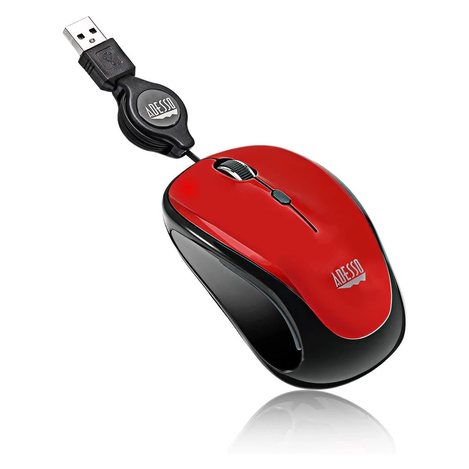 Adesso iMouse S8B Retractable Mini Mouse USB Red LED Backlight 1200 DPI - Image 3 of 4