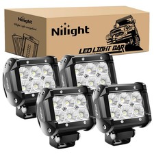 Nilight LED Pods 4PCS 18W 1260lm Flood LED Light Bar Driving Fog Light Off Road