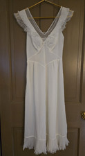 Lovely 1950s Vanity Fair Dressing Gown Ivory w/sheer accents accordion ruffles