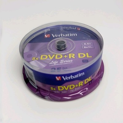 Verbatim DVD+R DL 8x 8.5 GB 25 Pack Spindle Blank Discs New Recordable Media