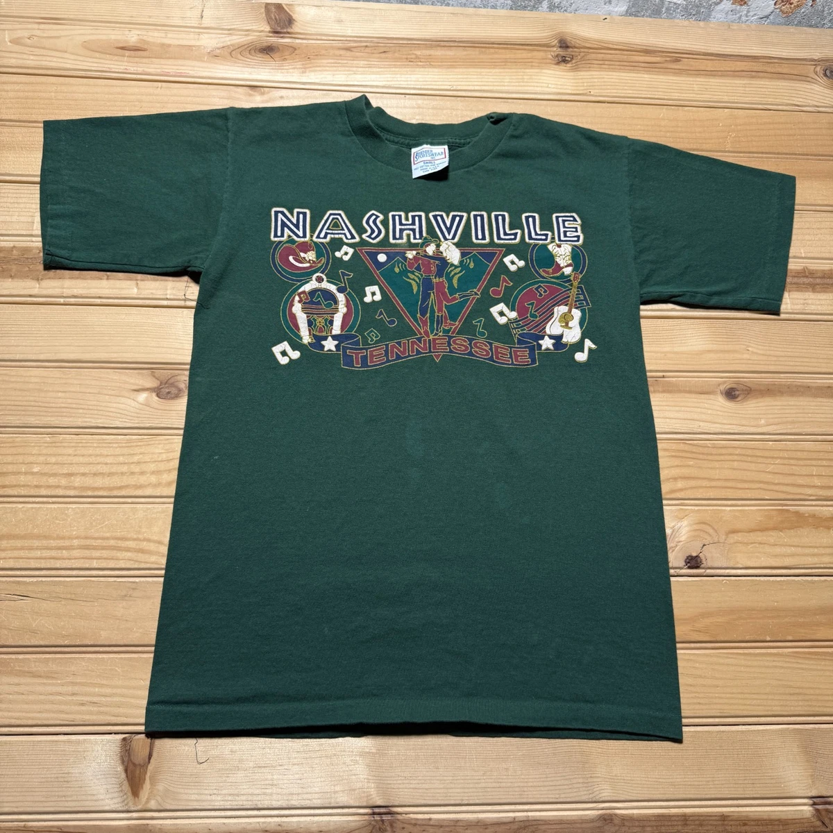 T-shirt Vintage Nashville Skyline Richards & Southern – Fruit Of The Loom – Noir – Taille XL – Années 90