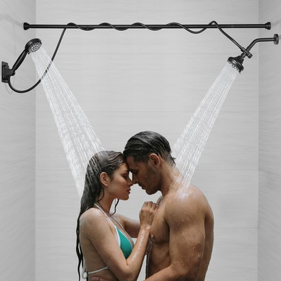 #ad Double Shower Head Dual for Couples High Pressure and Adjustable Tandem Shower $44.99