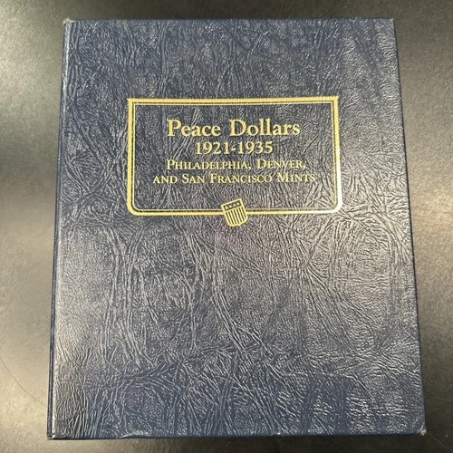 Complete 1921–1935 Peace Silver Dollar Set 24 Coins In Whitman Album - 18.56 ASW