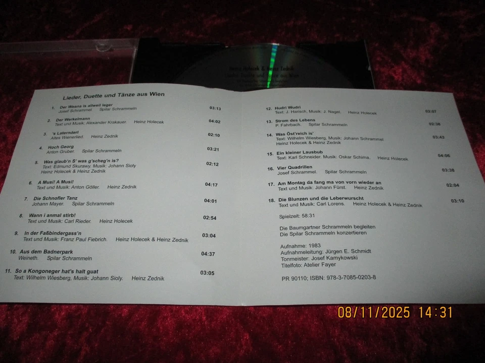 CD-Heinz Holecek & Heinz Zednik-Lieder,Duette und Tänze aus Wien-Neuwertig !- - Bild 2 von 2