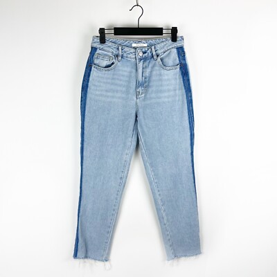 PacSun Mom Jeans Size 26 High Rise Light Wash Denim Raw Hem Crop 26