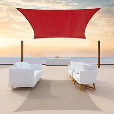 Colourtree Red Custom Size Rectangle Sun Shade Sail Canopy Fabric Cover Patio