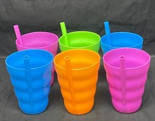 Kids Sip-A-Cup with Built In Straw, 10oz Multi-Color - MADE IN USA, LOT of 6