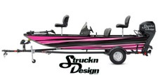 Pink Grey Torn Lines Black Fishing Boat Wrap Abstract Fish Decal US Vinyl