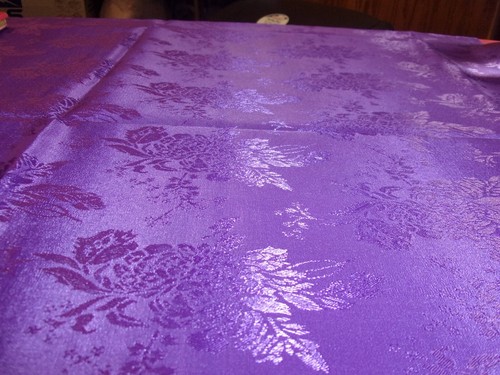 VINTAGE PURPLE FLORAL BROCADE SATIN 1YD X 44" ~ ESTATE FIND - Picture 5 of 5