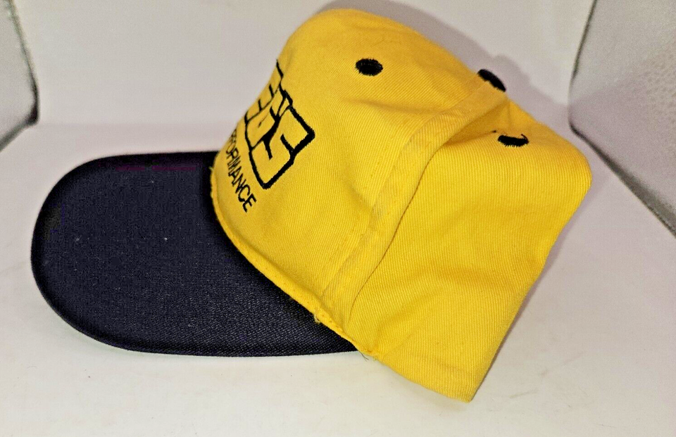 Vtg JEGS High Performance Racing Hat Yellow Black Trucker Snapback Cap