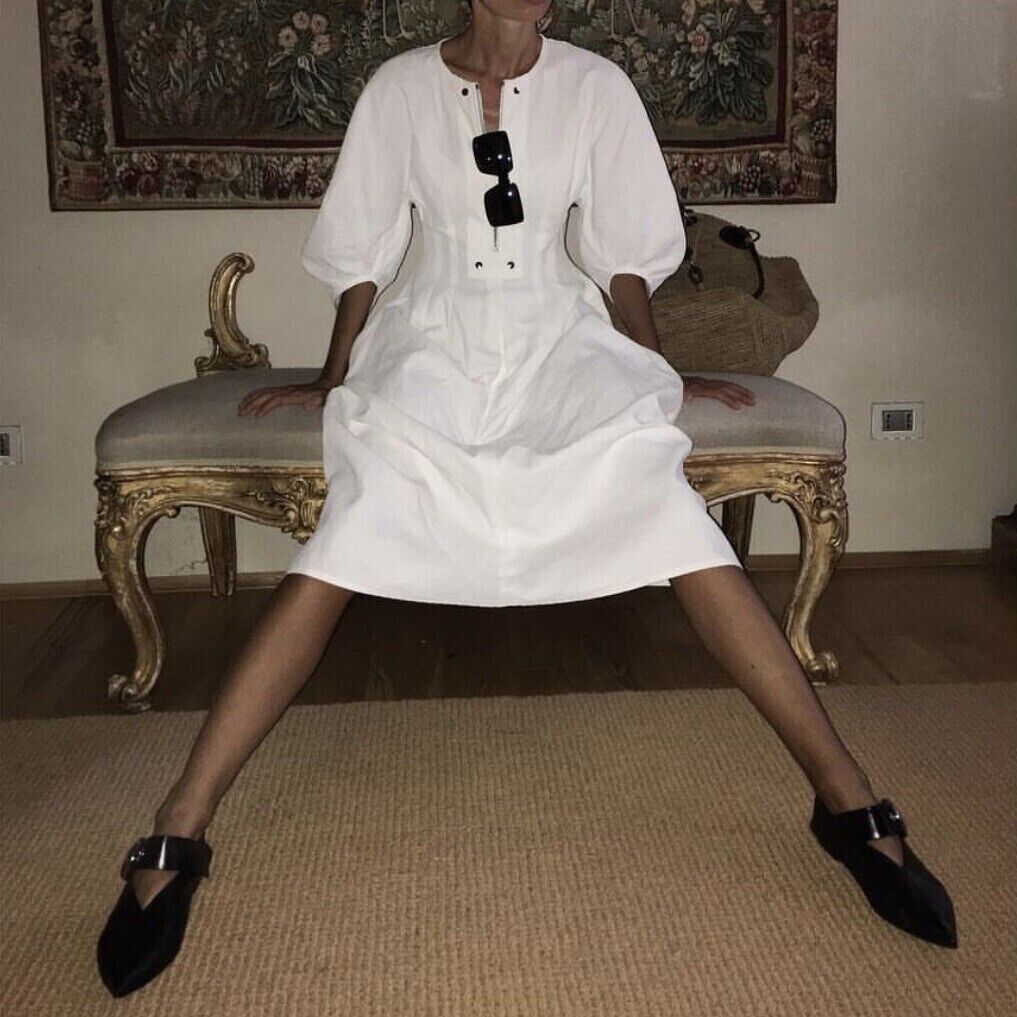 Old Celine White Linen Dress With Puff Sleeves Size 36 | eBay Old Celine White Linen Dress With Puff Sleeves Size 36 | eBay