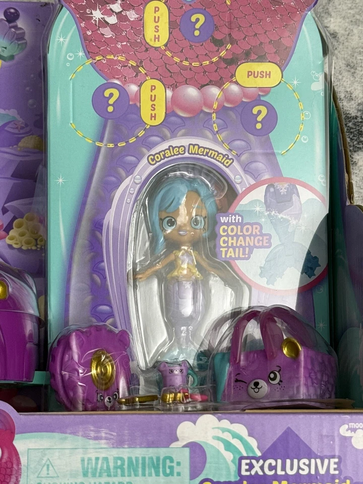 Shopkins Happy Places MERMAID CORAL CRUISER Coralee 颜色变化尾 Petkin — 第 3/4 张图片