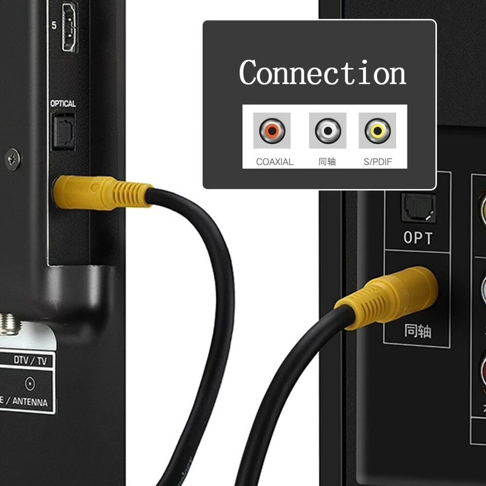 Premium Angle RCA M/M Cable Subwoofer Speaker SPDIF Gold Plated Cord 1.8M 3M 5M  - Image 4 of 4