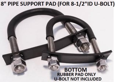 8-1/2'' U-BOLT CROSS MEMBER 8'' PIPE RUBBER COTE SUPPORT MOUNT VIBRATION PAD IG