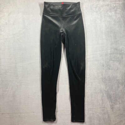 Spanx shaping black velvet leggings women's size Small